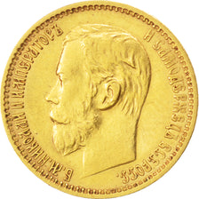 RUSSIA, 5 Roubles, 1898, St. Petersburg, KM #62, AU(50-53), Gold, 4.25