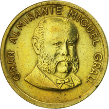 Perú, 10 Centimos, 1985, Lima, MBC+, Latón, KM:293
