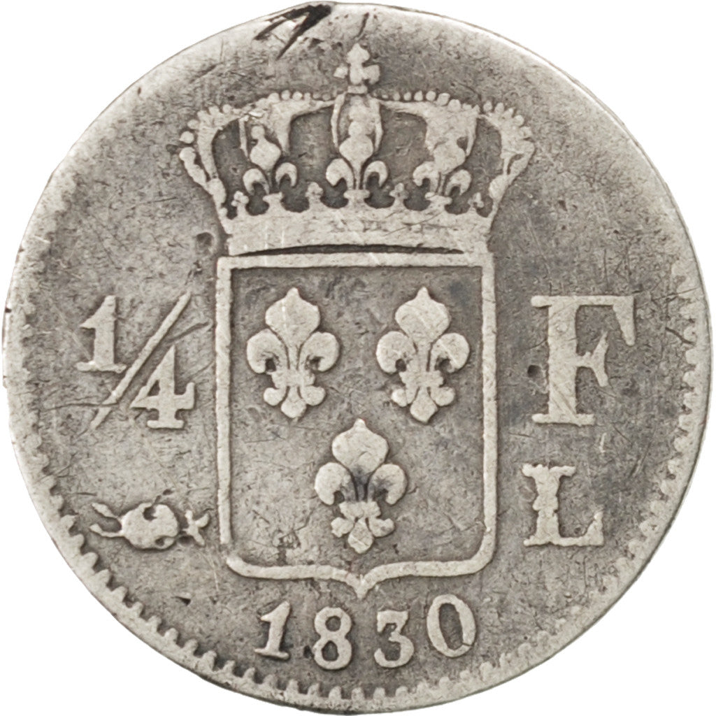 Coin, France, Charles X, 1/4 Franc, 1830, Bayonne, EF(40-45), Silver, KM:722.8