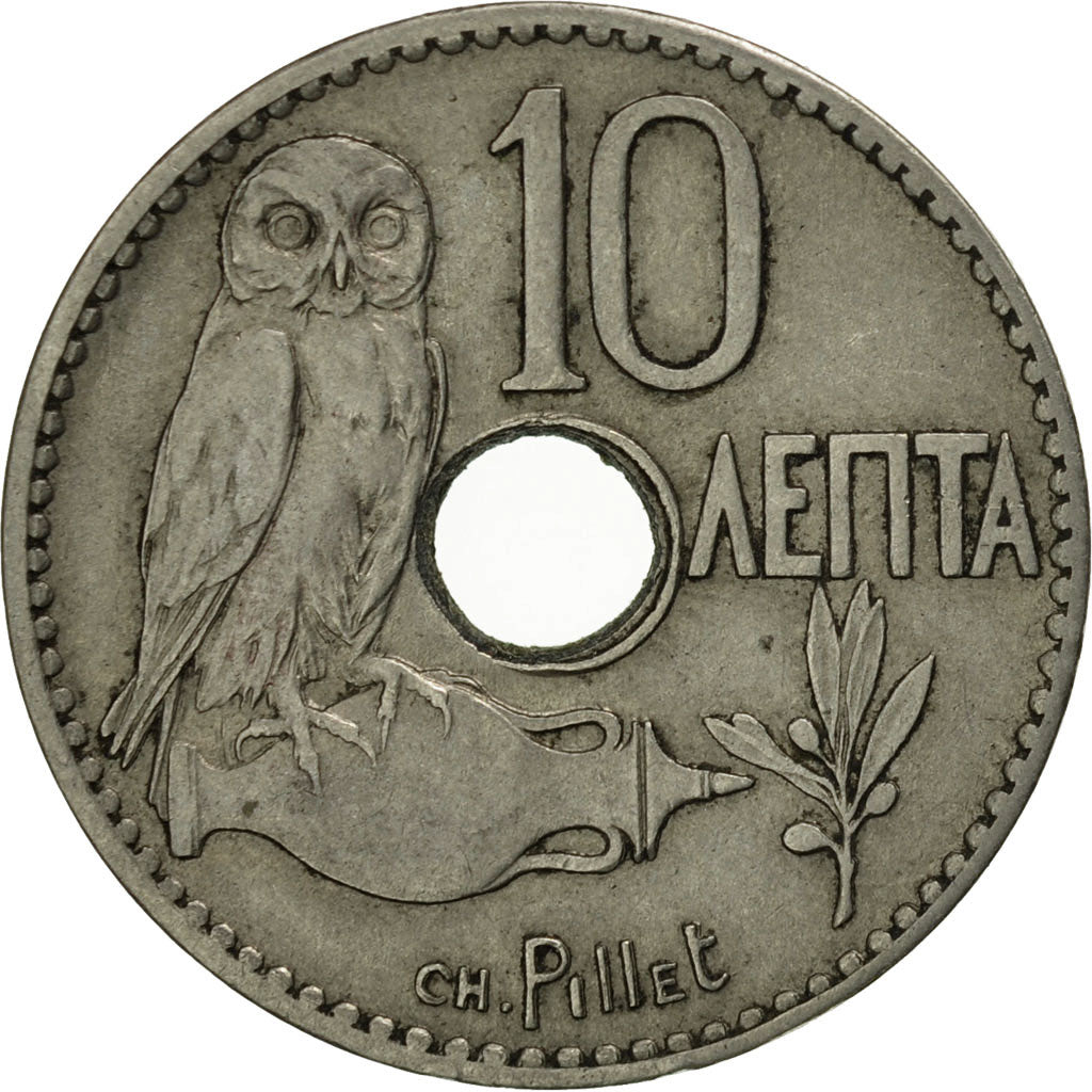 Coin, Greece, George I, 10 Lepta, 1912, AU(50-53), Nickel, KM:63