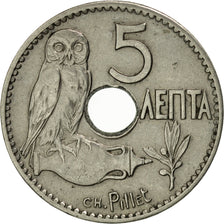 Greece, George I, 5 Lepta, 1912, AU(55-58), Nickel, KM:62
