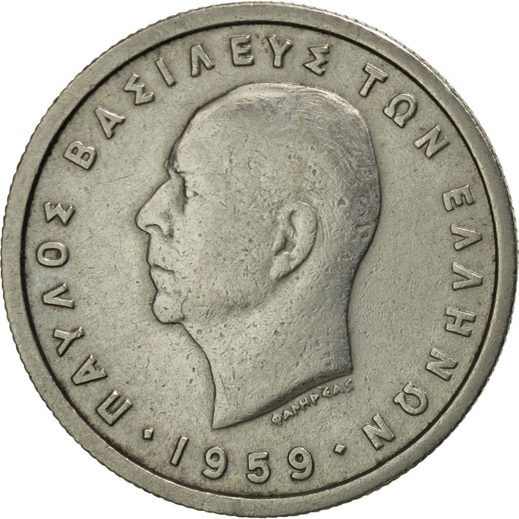Greece, Paul I, Drachma, 1959, AU(55-58), Copper-nickel, KM:81