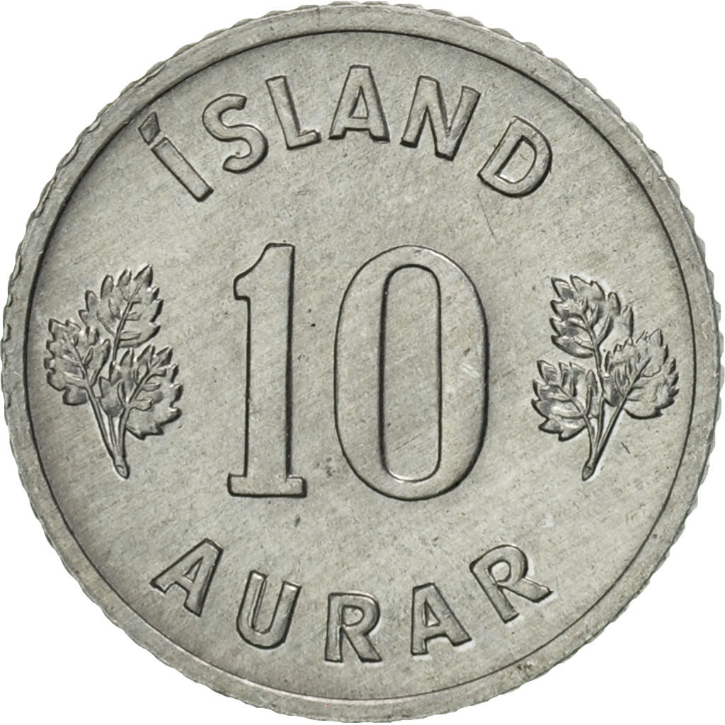Coin, Iceland, 10 Aurar, 1974, MS(60-62), Aluminum, KM:10a
