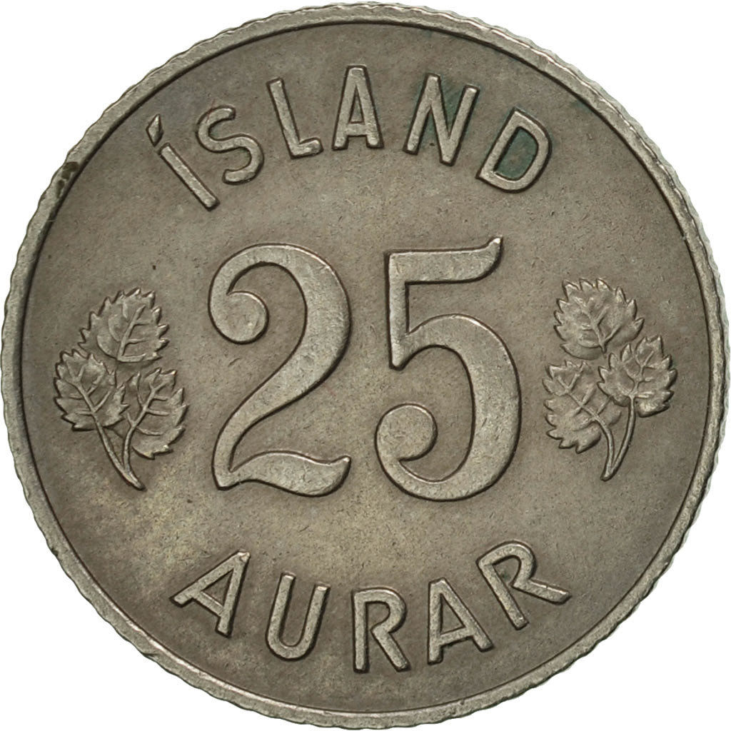 Coin, Iceland, 25 Aurar, 1966, AU(55-58), Copper-nickel, KM:11