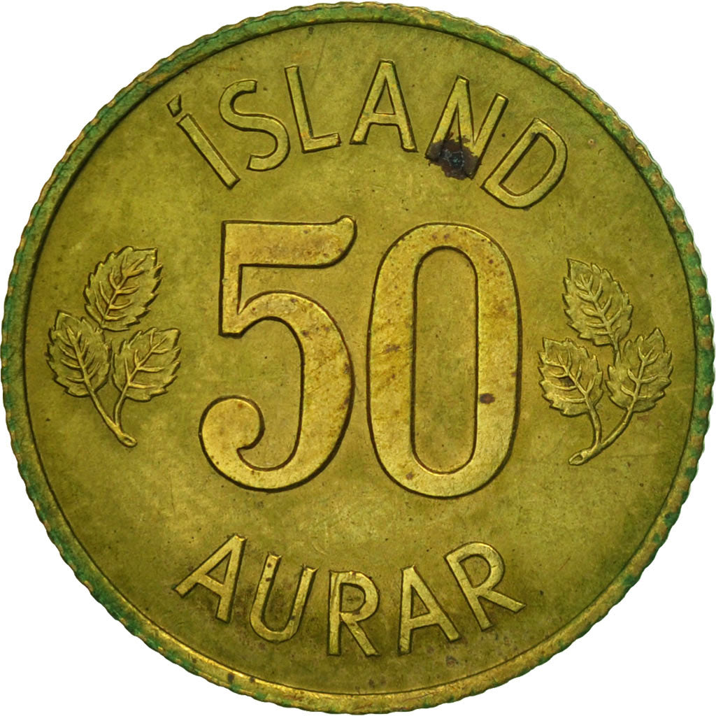 Coin, Iceland, 50 Aurar, 1969, EF(40-45), Nickel-brass, KM:17
