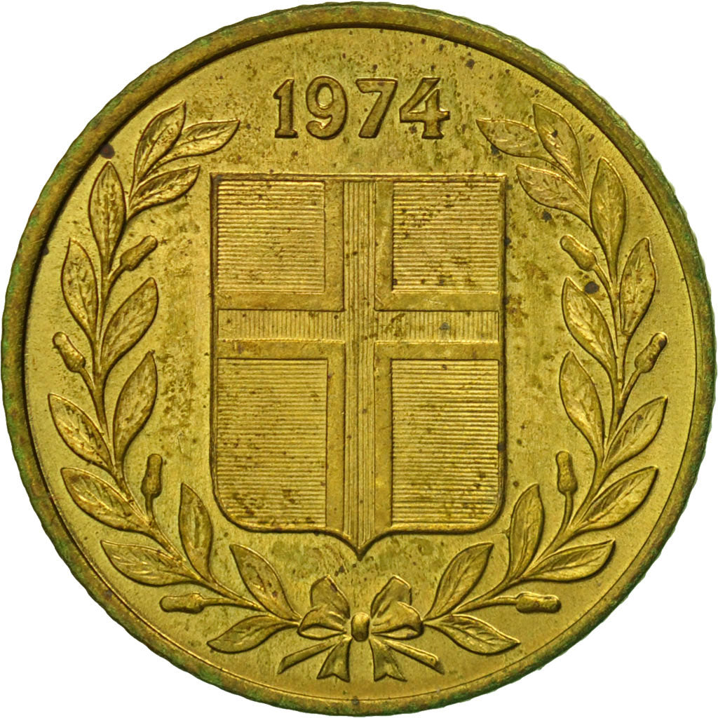 Moneta, Islanda, 50 Aurar, 1974, BB+, Nichel-ottone, KM:17