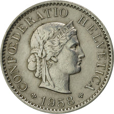 Münze, Schweiz, 5 Rappen, 1958, Bern, VZ, Copper-nickel, KM:26