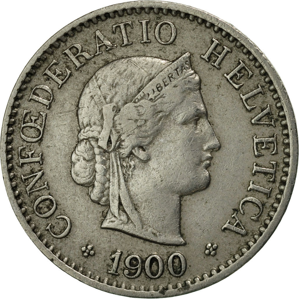 Switzerland, 5 Rappen, 1900, Bern, EF(40-45), Copper-nickel, KM:26