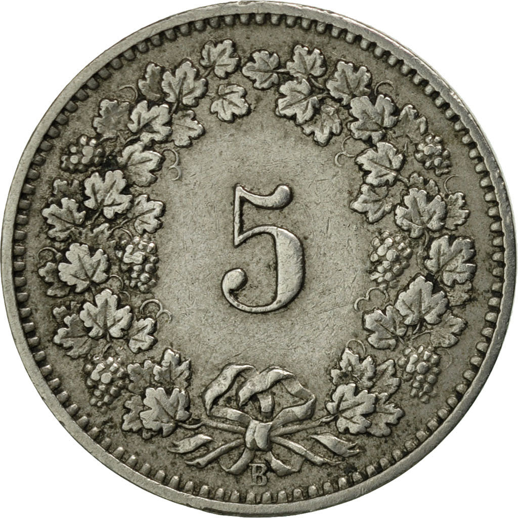 Switzerland, 5 Rappen, 1900, Bern, EF(40-45), Copper-nickel, KM:26