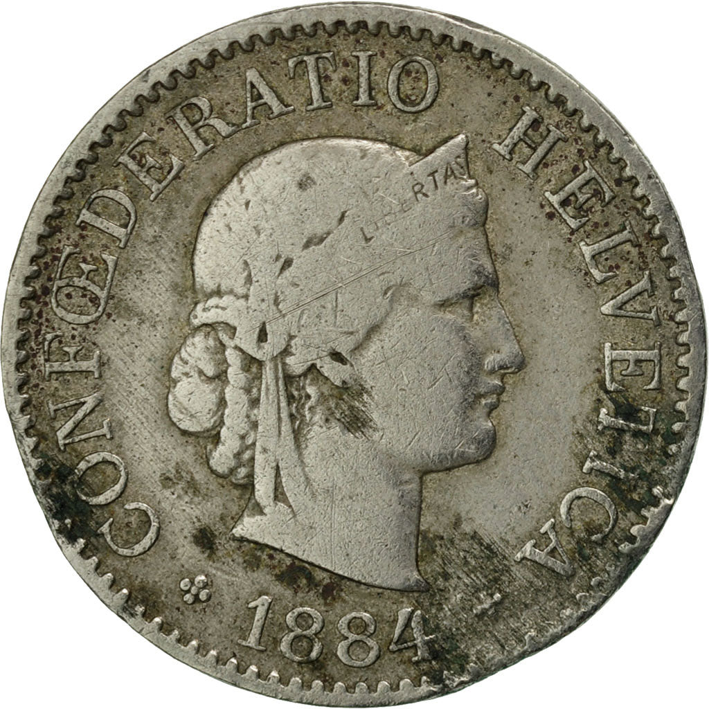 Coin, Switzerland, 5 Rappen, 1884, Bern, VF(30-35), Copper-nickel, KM:26