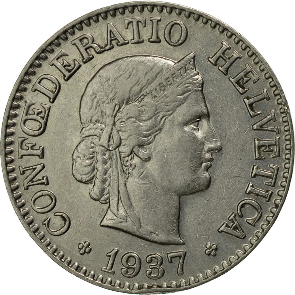 Schweiz, 10 Rappen, 1937, Bern, VZ+, Nickel, KM:27b