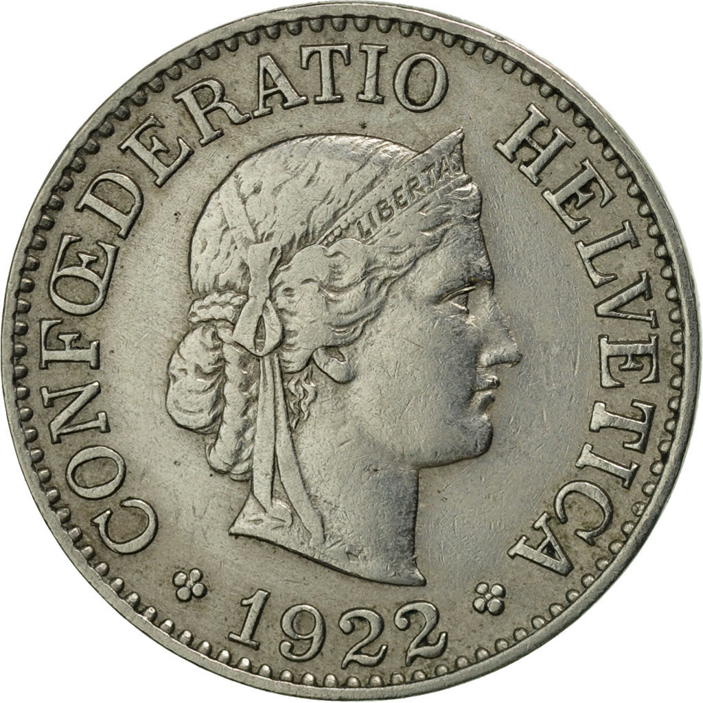 Coin, Switzerland, 10 Rappen, 1922, Bern, AU(50-53), Copper-nickel, KM:27