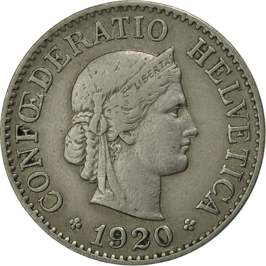 Coin, Switzerland, 10 Rappen, 1920, Bern, EF(40-45), Copper-nickel, KM:27