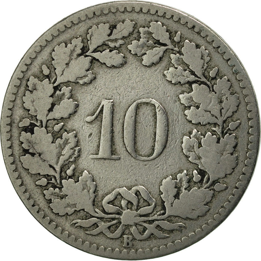 Switzerland, 10 Rappen, 1882, Bern, VF(30-35), Copper-nickel, KM:27