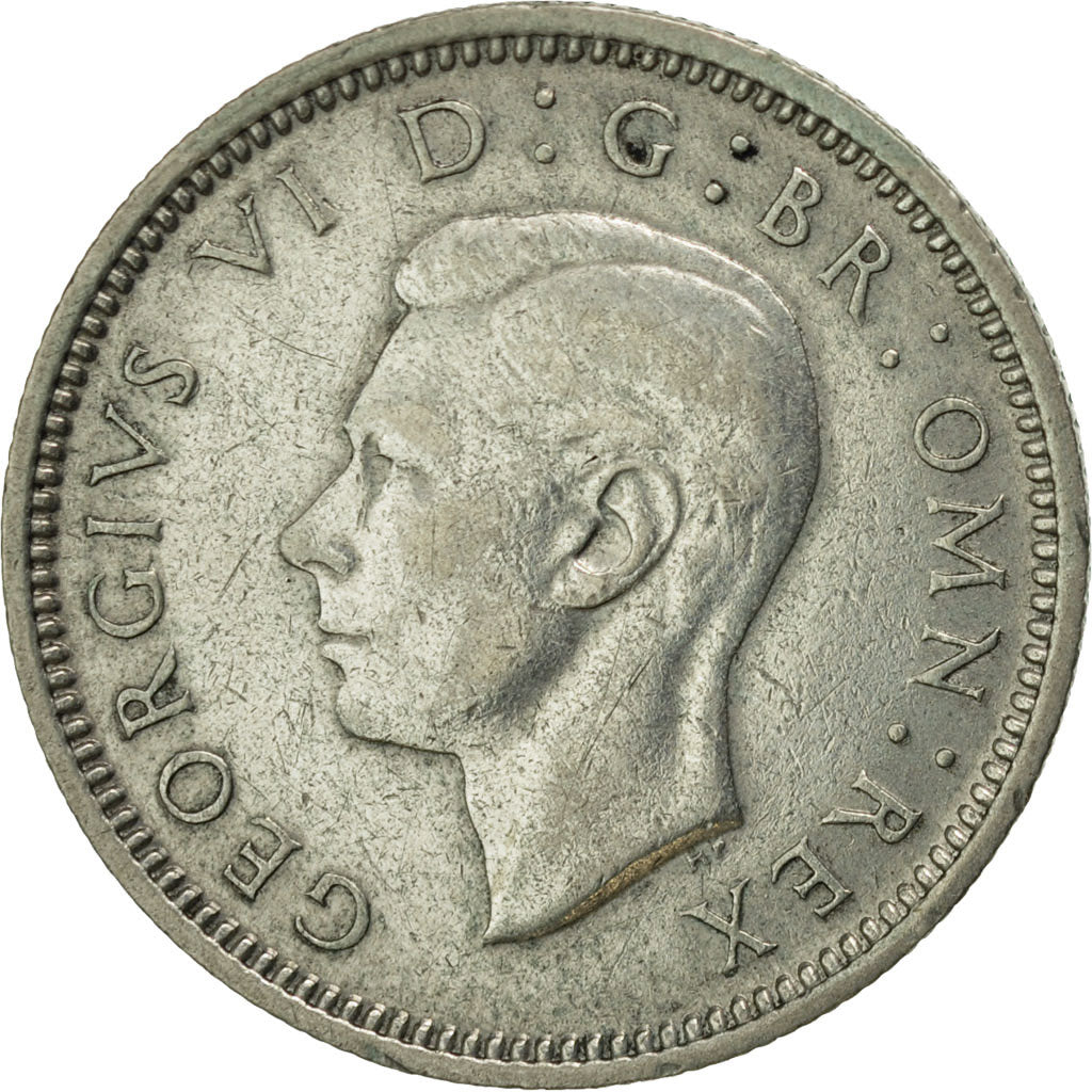 Great Britain, George VI, 6 Pence, 1945, AU(50-53), Silver, KM:852