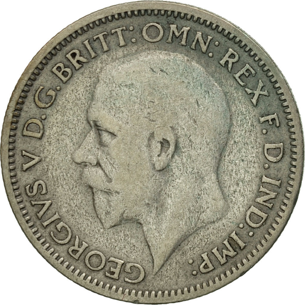 Gran Bretaña, George V, 6 Pence, 1932, MBC, Plata, KM:832
