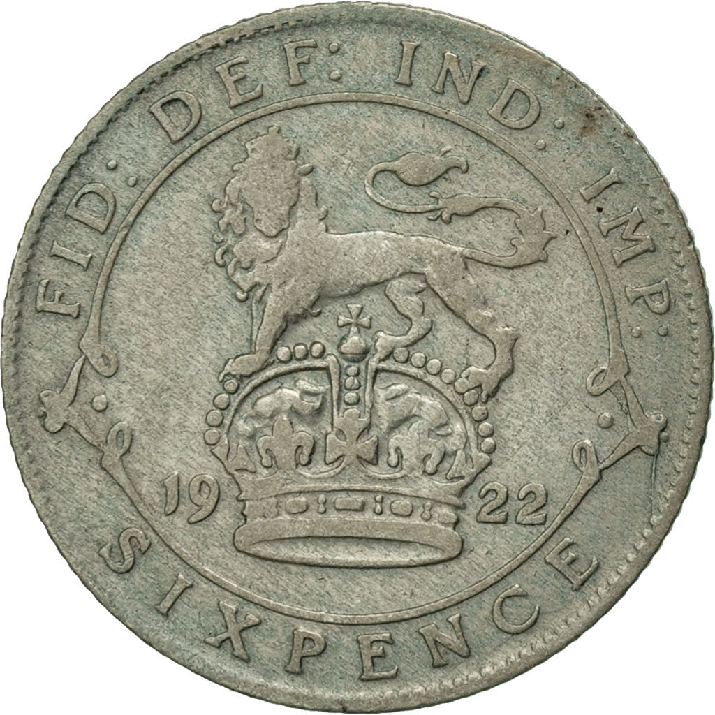 Great Britain, George V, 6 Pence, 1922, VF(30-35), Silver, KM:815a.1