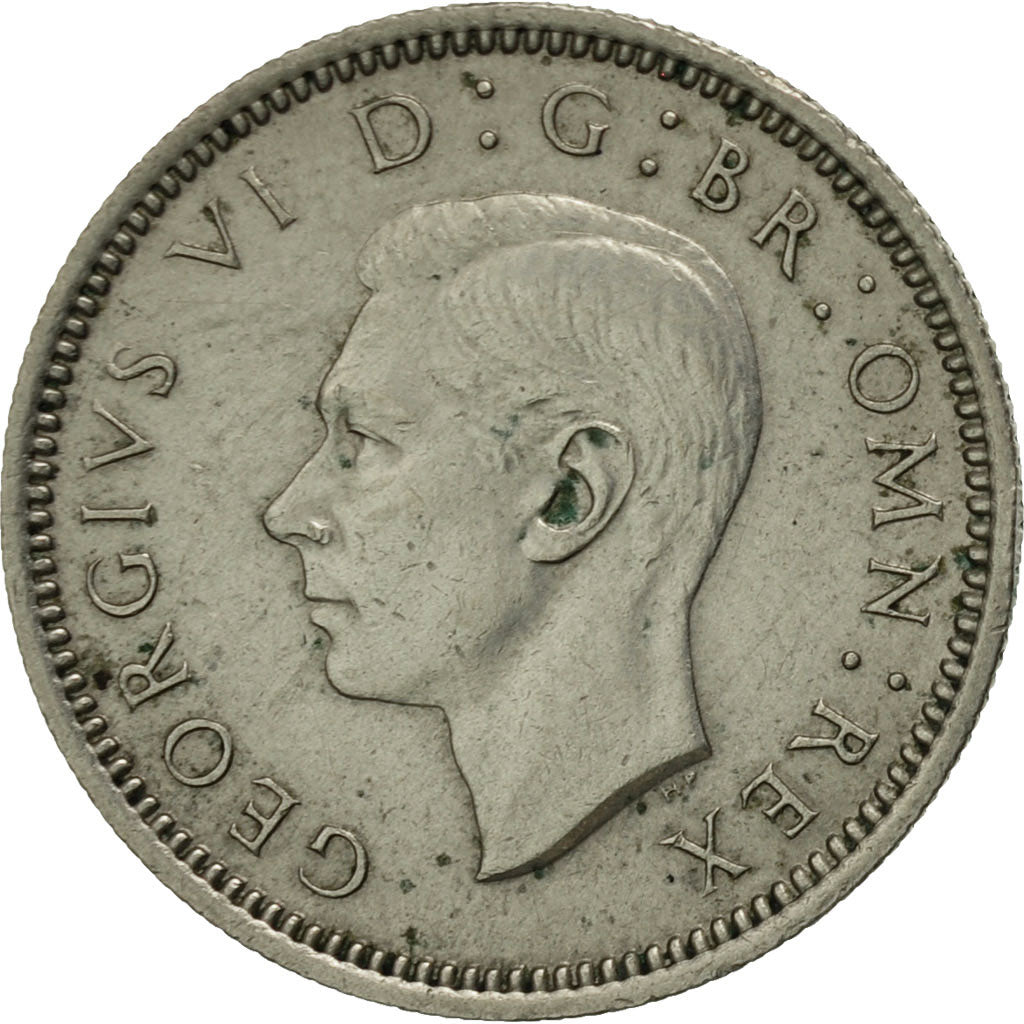 Great Britain, George VI, 6 Pence, 1952, AU(50-53), Copper-nickel, KM:875