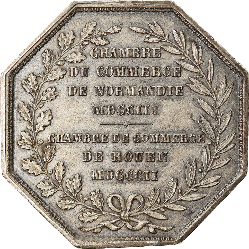 France, Token, Chambre de Commerce de Rouen, 1802, Lecomte, AU(55-58), Silver