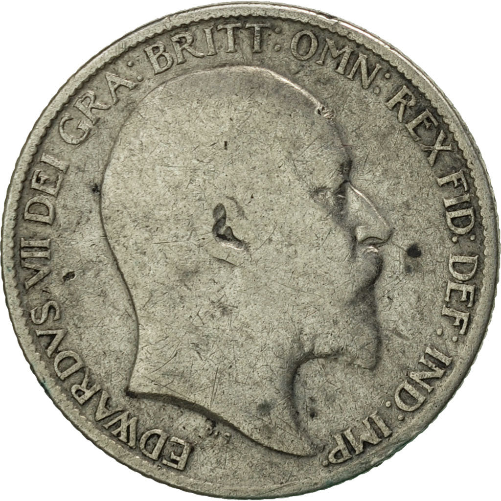 Great Britain, Edward VII, 6 Pence, 1907, VF(30-35), Silver, KM:799