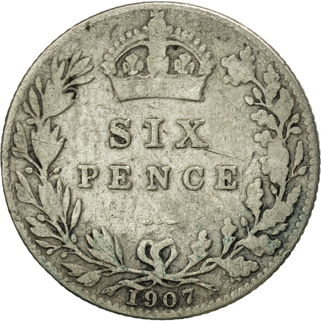 Great Britain, Edward VII, 6 Pence, 1907, VF(30-35), Silver, KM:799