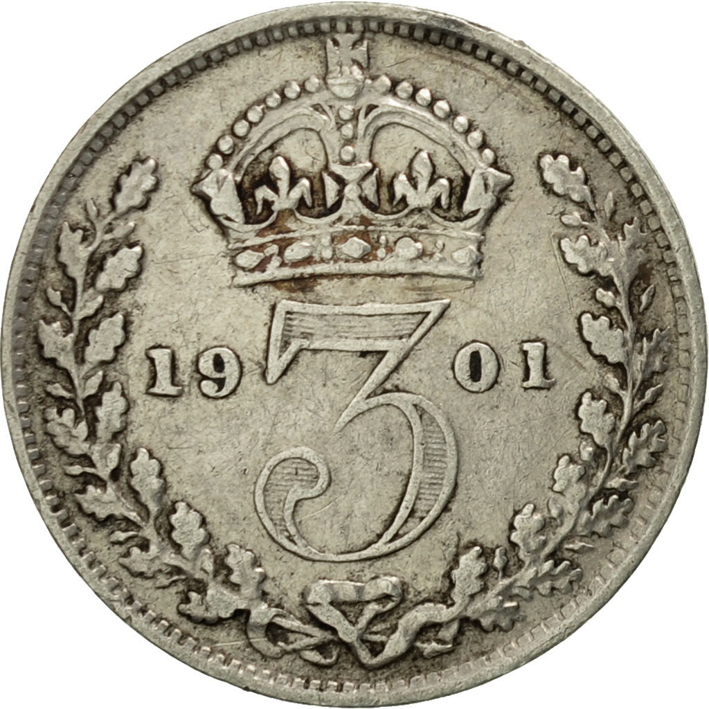 Great Britain, Victoria, 3 Pence, 1901, EF(40-45), Silver, KM:777