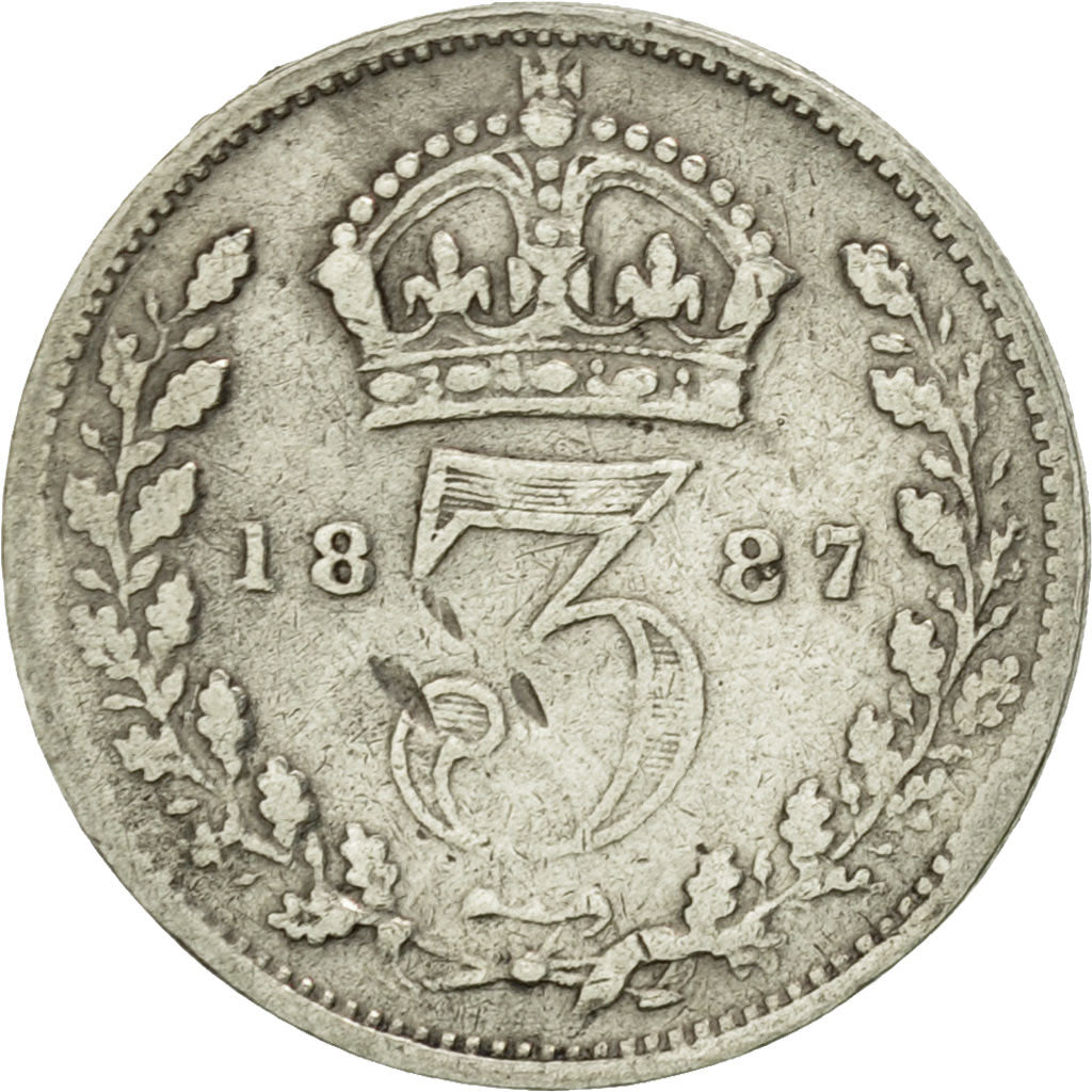 Great Britain, Victoria, 3 Pence, 1887, VF(30-35), Silver, KM:730