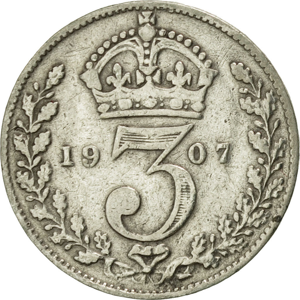 Great Britain, Edward VII, 3 Pence, 1907, EF(40-45), Silver, KM:797.2
