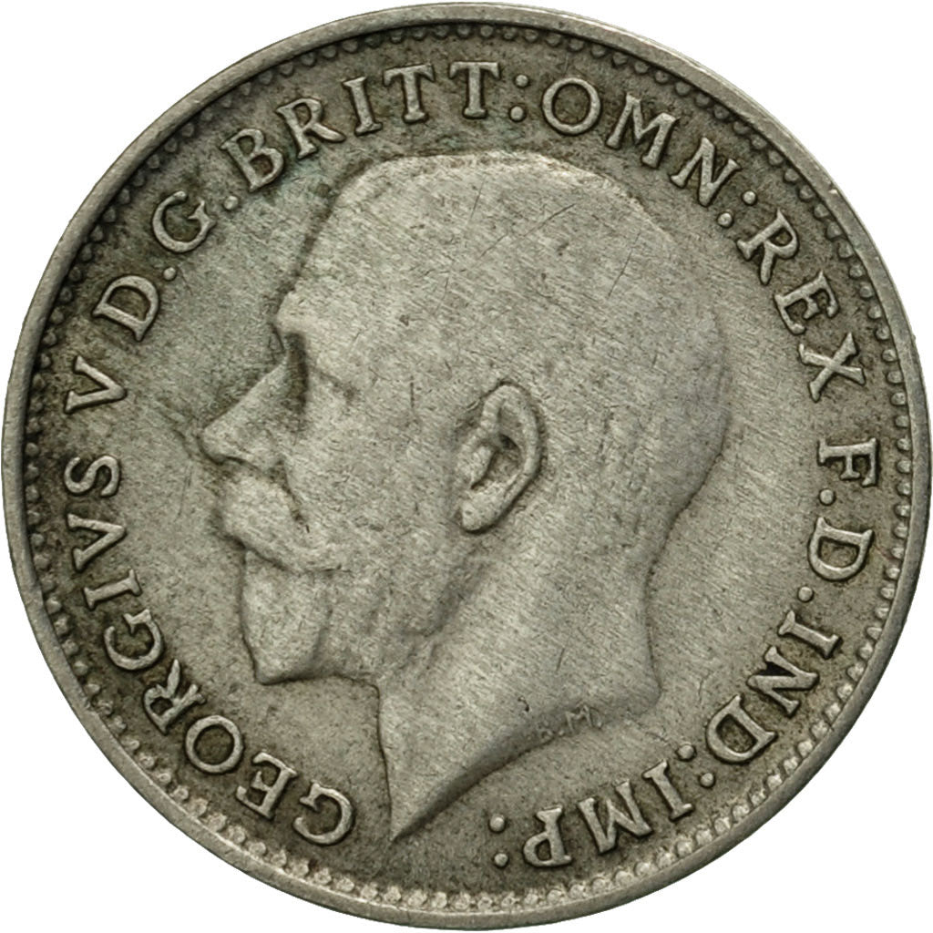 Gran Bretaña, George V, 3 Pence, 1921, MBC, Plata, KM:813a