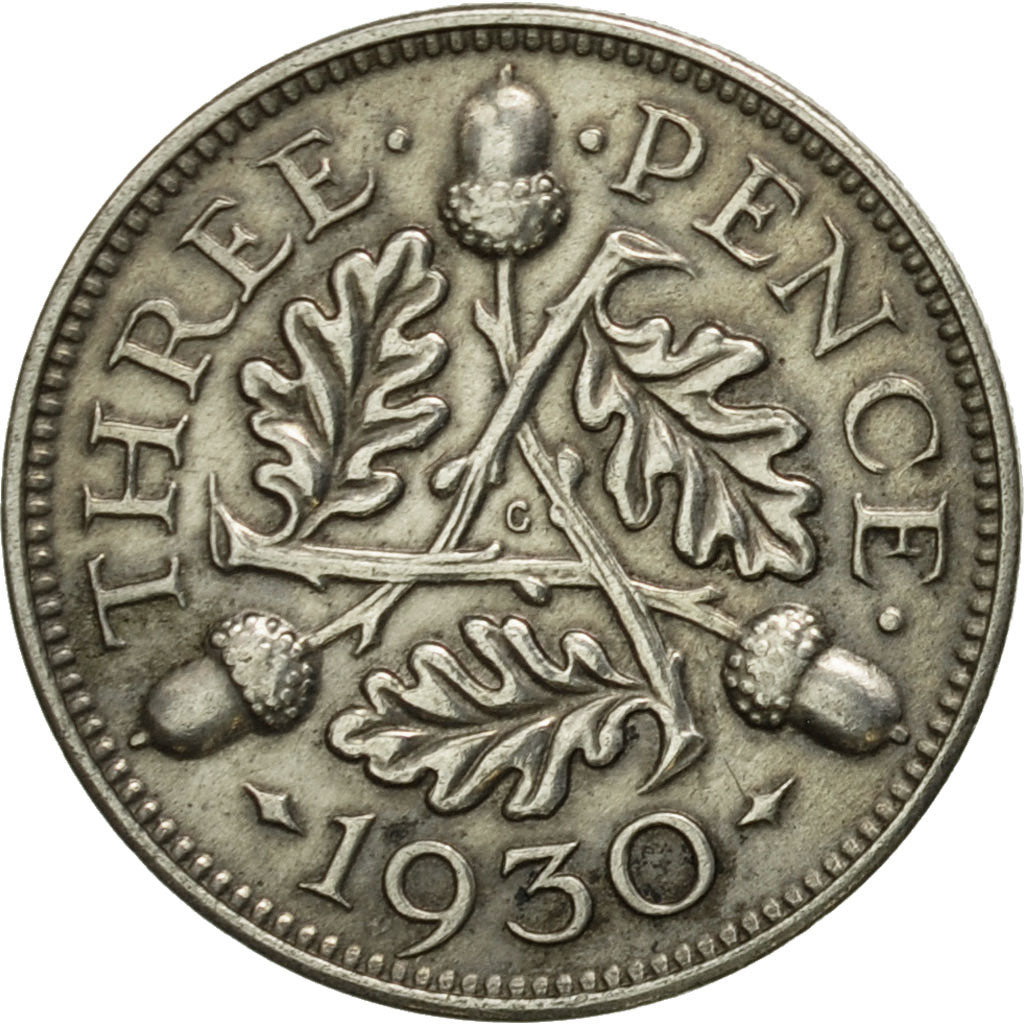 Great Britain, George V, 3 Pence, 1930, AU(50-53), Silver, KM:831