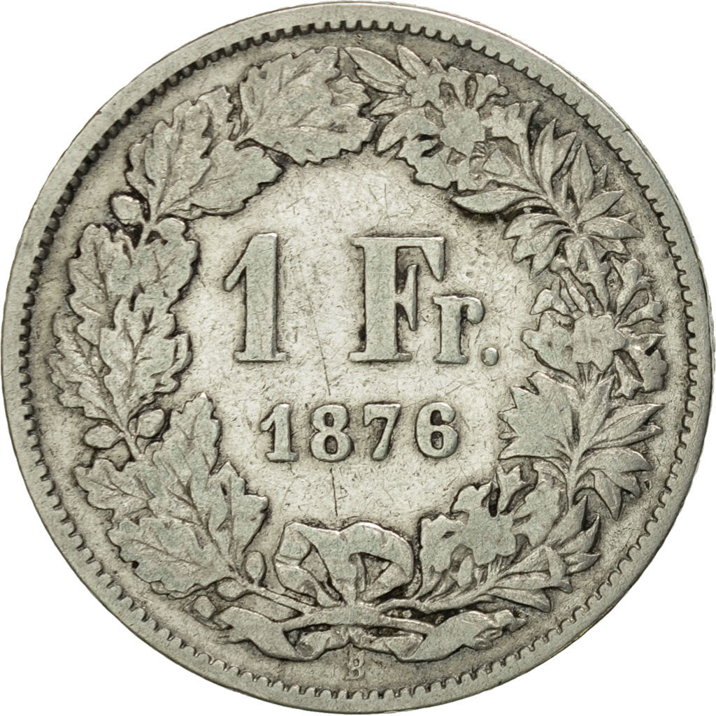 Münze, Schweiz, Franc, 1876, Bern, S+, Silber, KM:24