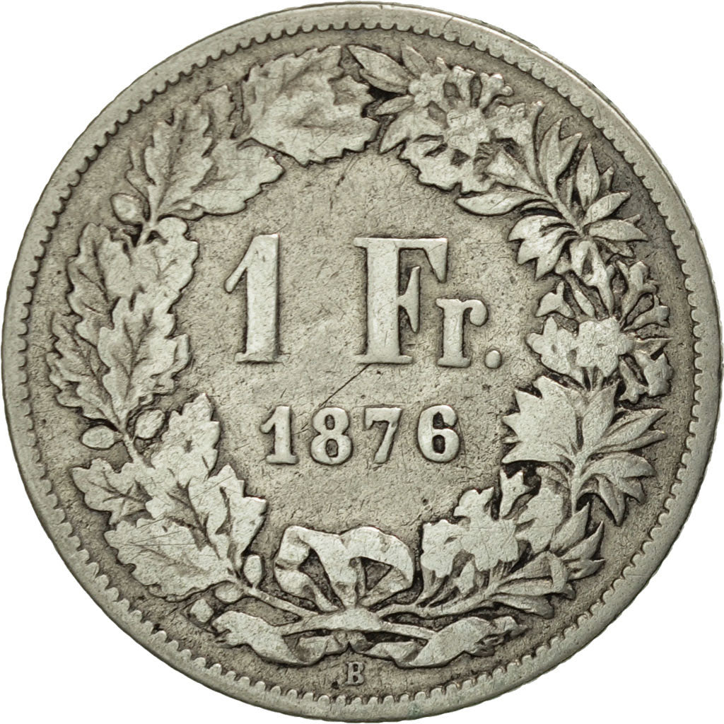 Coin, Switzerland, Franc, 1876, Bern, VF(30-35), Silver, KM:24