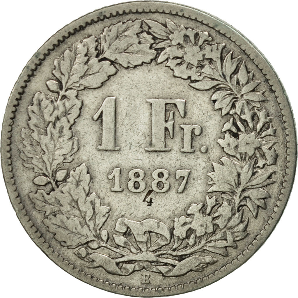 Coin, Switzerland, Franc, 1887, Bern, EF(40-45), Silver, KM:24