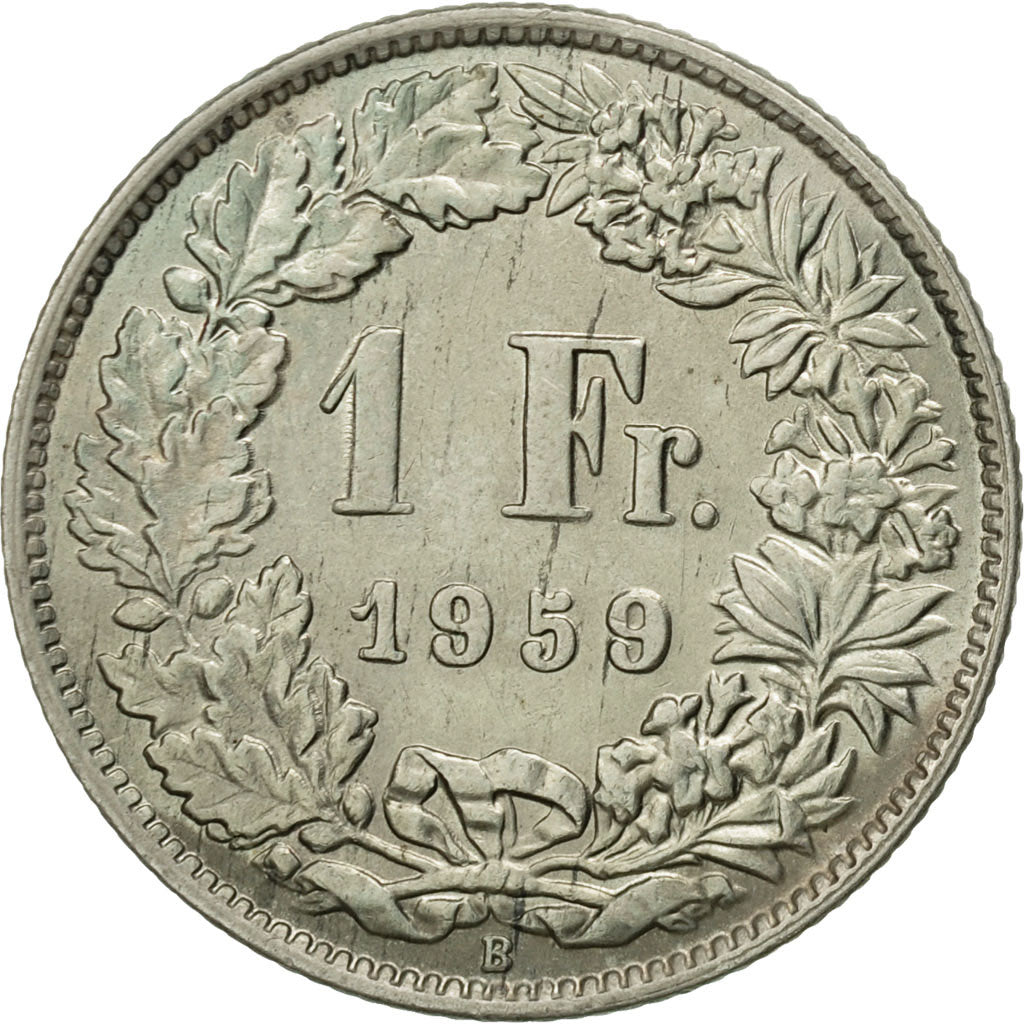 Switzerland, Franc, 1959, Bern, AU(50-53), Silver, KM:24