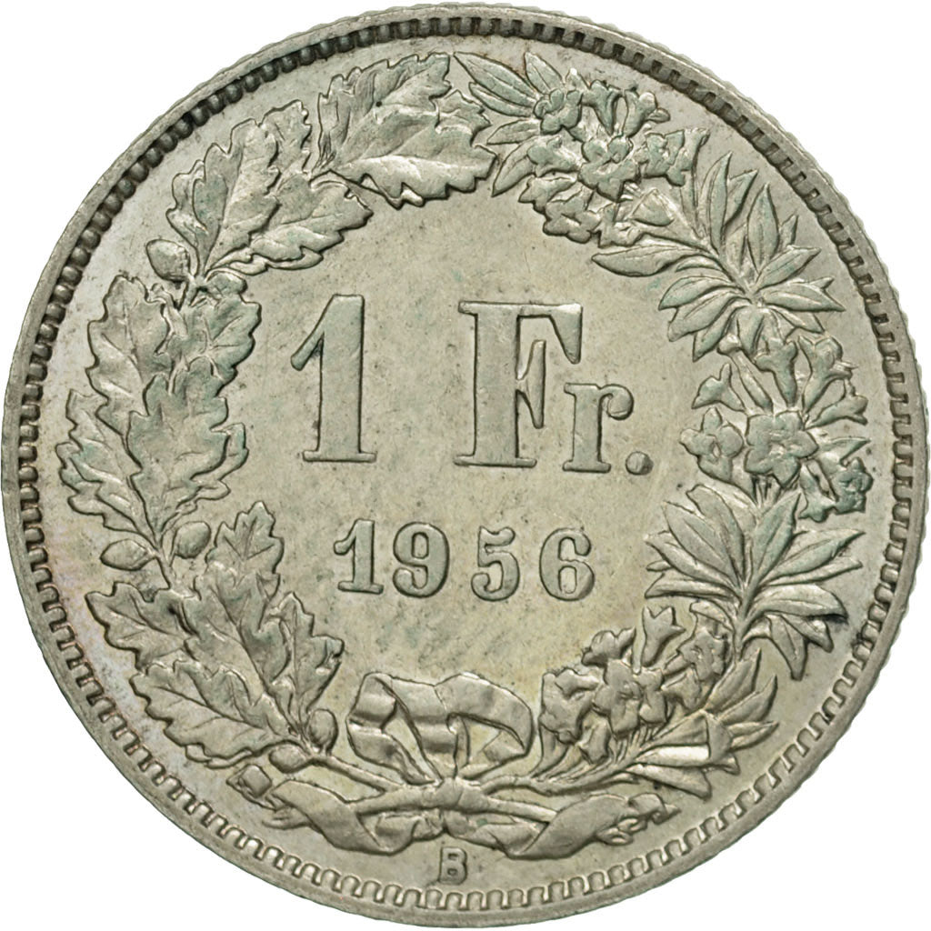 Switzerland, Franc, 1956, Bern, AU(50-53), Silver, KM:24
