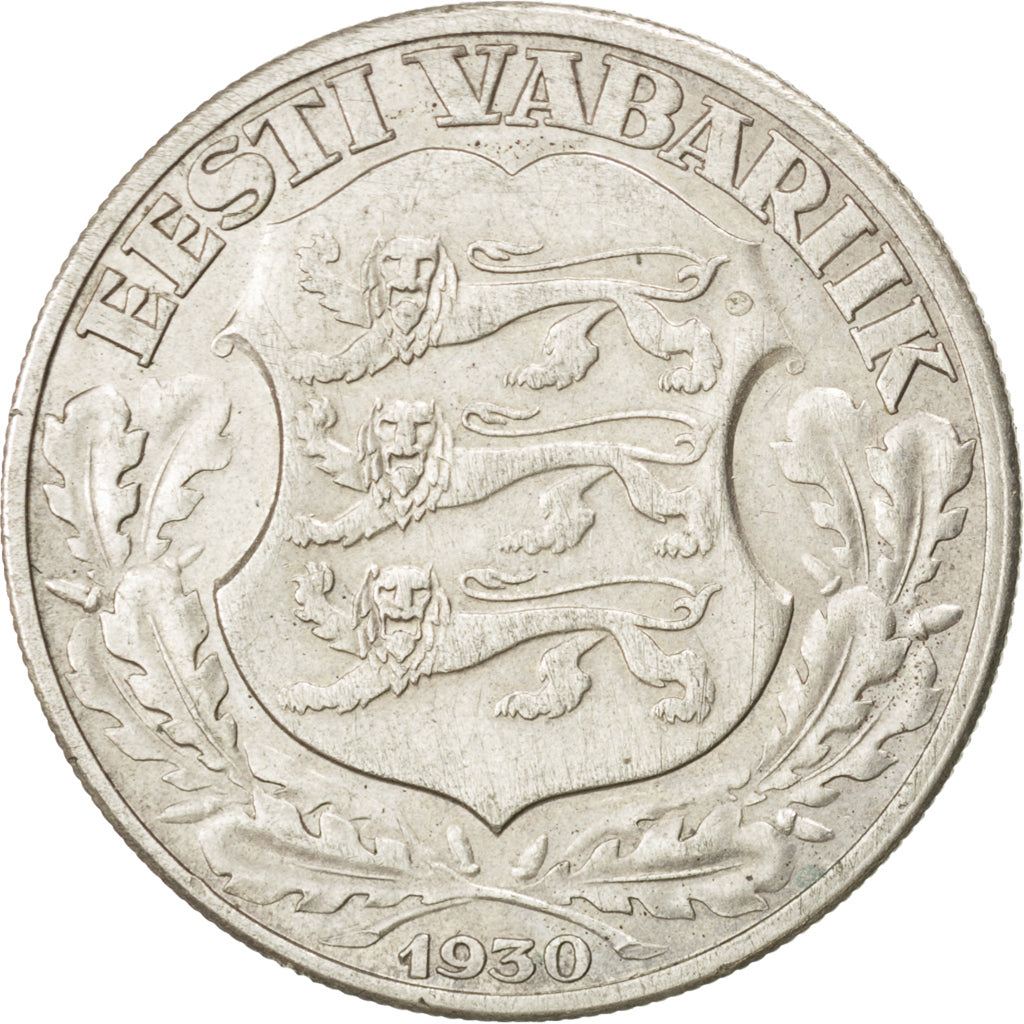 ESTONIA, 2 Krooni, 1930, KM #20, AU(55-58), Silver, 30, 11.98