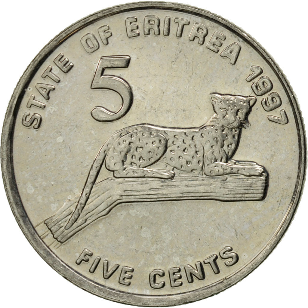 Coin, Eritrea, 5 Cents, 1997, MS(60-62), Nickel Clad Steel, KM:44