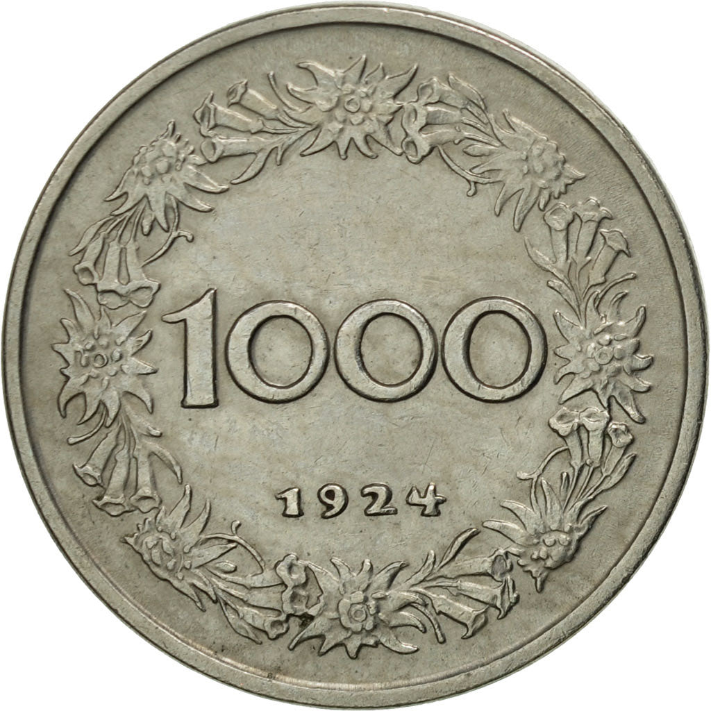 Coin, Austria, 1000 Kronen, 1924, AU(55-58), Copper-nickel, KM:2834