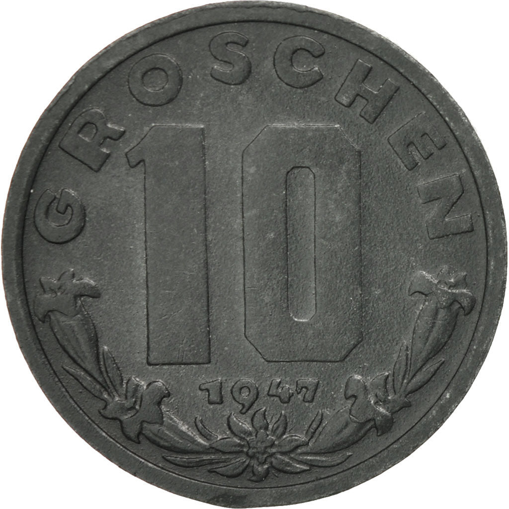 Austria, 10 Groschen, 1947, AU(55-58), Zinc, KM:2874