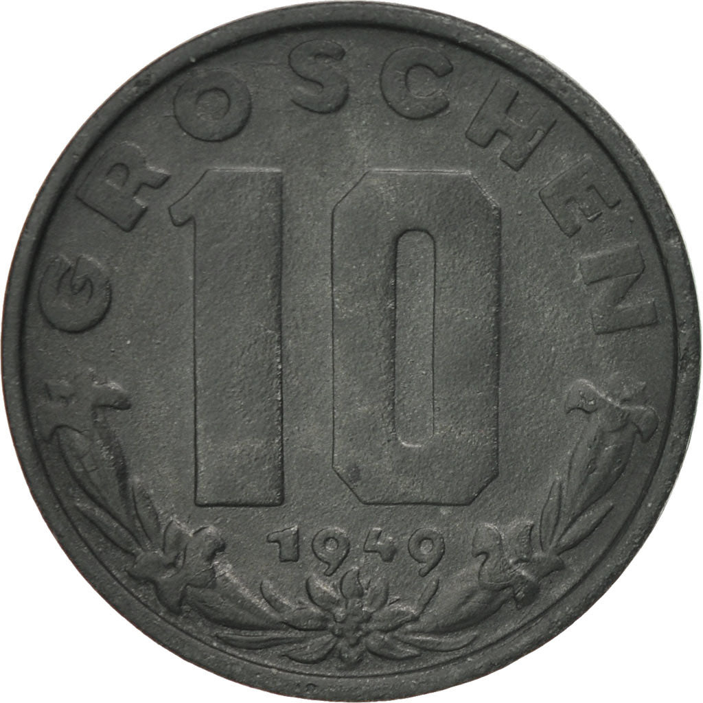 Austria, 10 Groschen, 1949, AU(55-58), Zinc, KM:2874