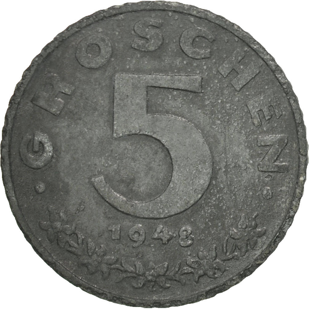 Coin, Austria, 5 Groschen, 1948, EF(40-45), Zinc, KM:2875