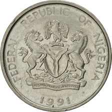 Monnaie, Nigéria, Elizabeth II, Naira, 1991, SUP, Nickel plated steel, KM:14