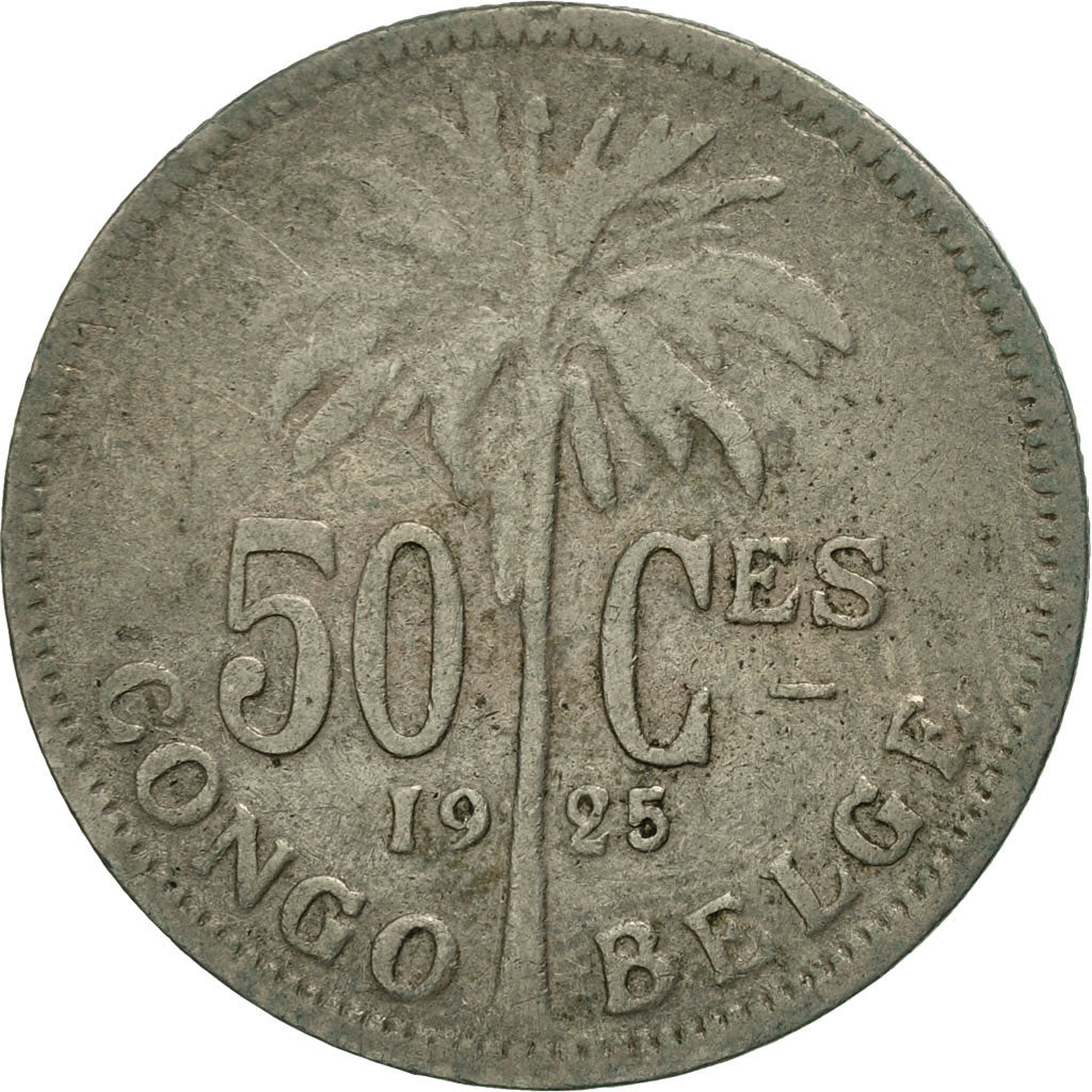 Moneda, Congo belga, 50 Centimes, 1925, MBC, Cobre - níquel, KM:22