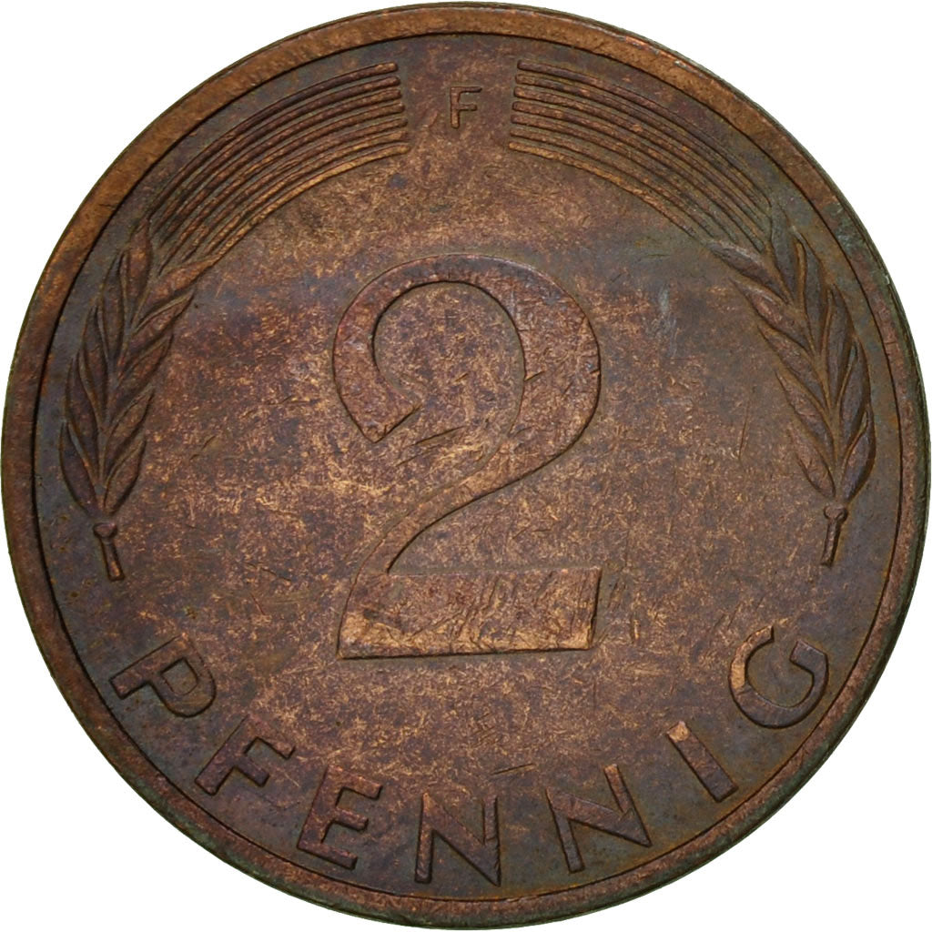 Coin, GERMANY - FEDERAL REPUBLIC, 2 Pfennig, 1974, Stuttgart, EF(40-45), Copper