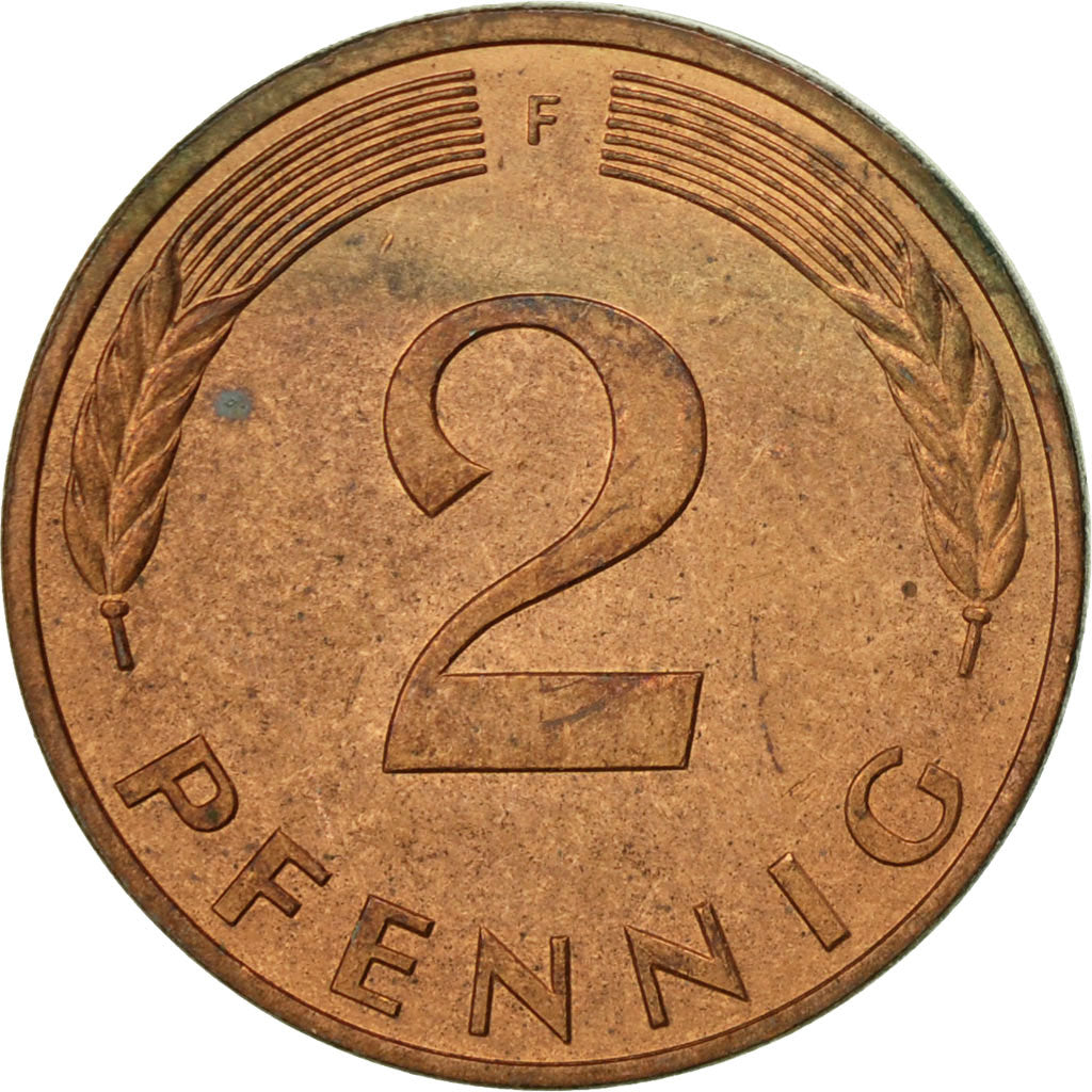 Coin, GERMANY - FEDERAL REPUBLIC, 2 Pfennig, 1982, Stuttgart, EF(40-45), Copper