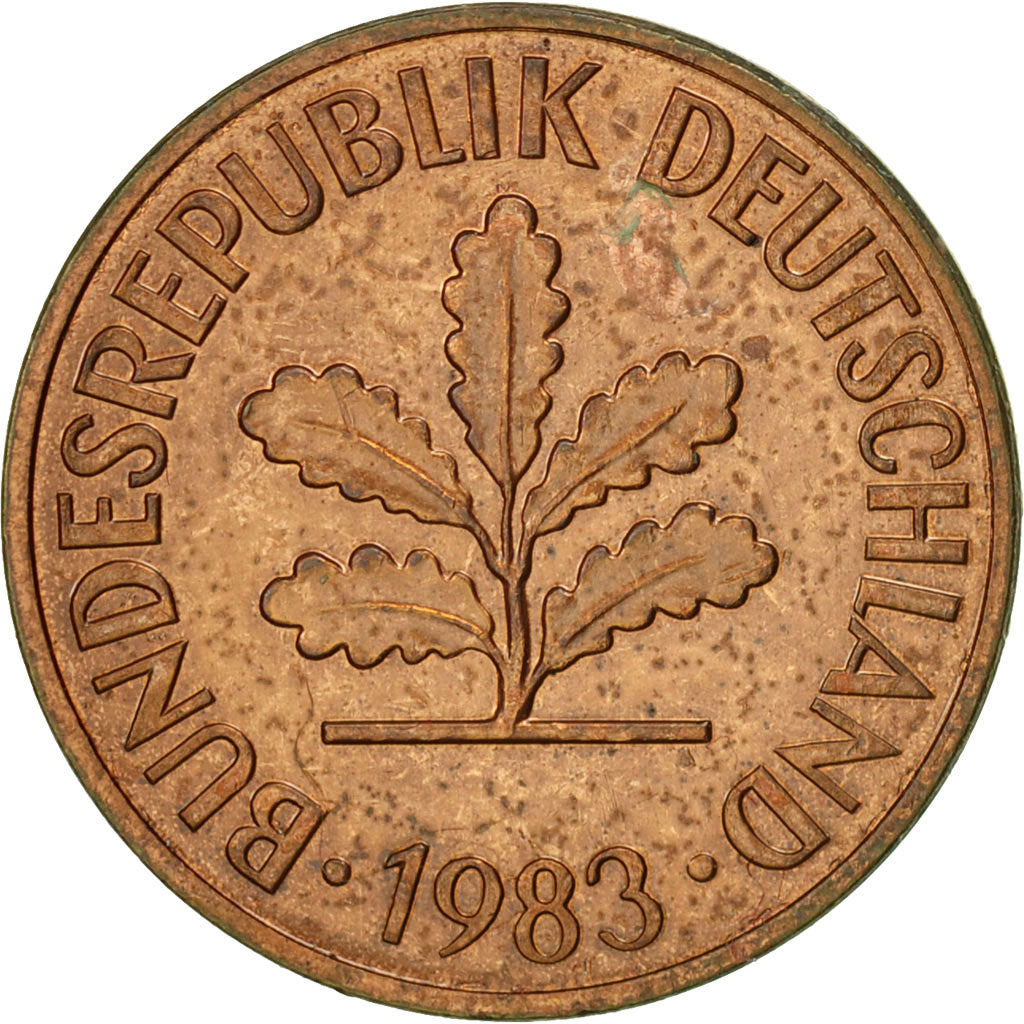 Coin, GERMANY - FEDERAL REPUBLIC, 2 Pfennig, 1983, Hambourg, EF(40-45), Copper