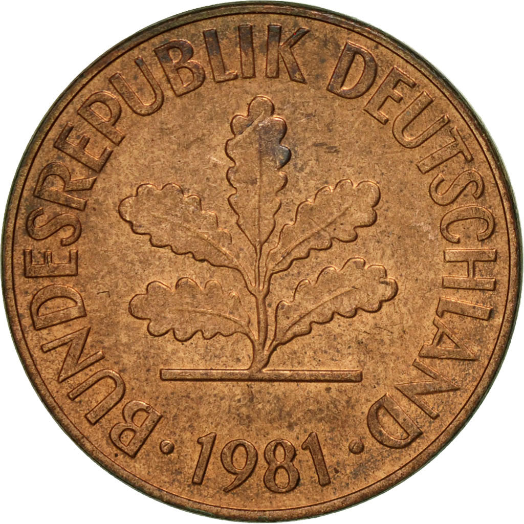 Munten, Federale Duitse Republiek, 2 Pfennig, 1981, Stuttgart, ZF, Copper Plated