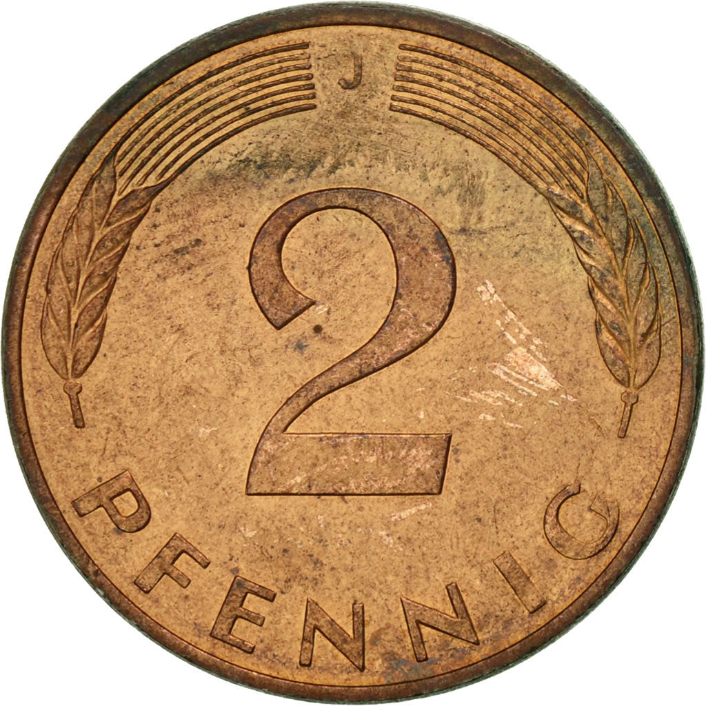 Coin, GERMANY - FEDERAL REPUBLIC, 2 Pfennig, 1981, Hambourg, EF(40-45), Copper