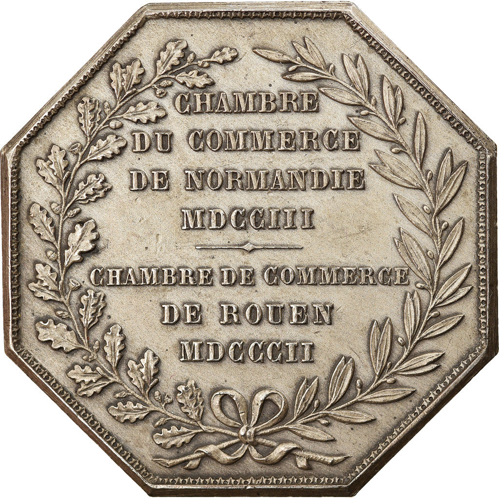 France, Token, Chambre de Commerce de Rouen, 1802, Lecomte, AU(55-58), Silver