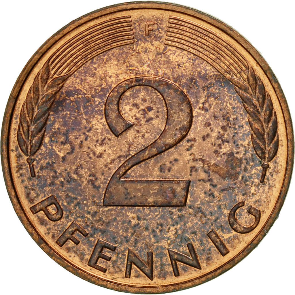 Coin, GERMANY - FEDERAL REPUBLIC, 2 Pfennig, 1984, Stuttgart, EF(40-45), Copper